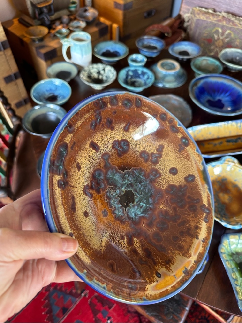 Edgecomb Pottery Crystalline glaze bowl. Handmade, artisan, rustic kitchen decor - Picture 7 of 11